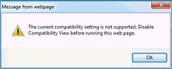 Screenshot of the Compatibility Setting pop up window.