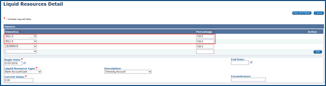 Screenshot of the Liquid Resources page with a red box around a duplicated resource for the same consumer.